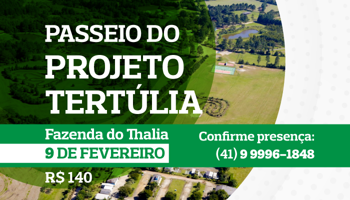 Projeto Tertúlia promove passeio à Fazenda do Thalia, em 9 de fevereiro!