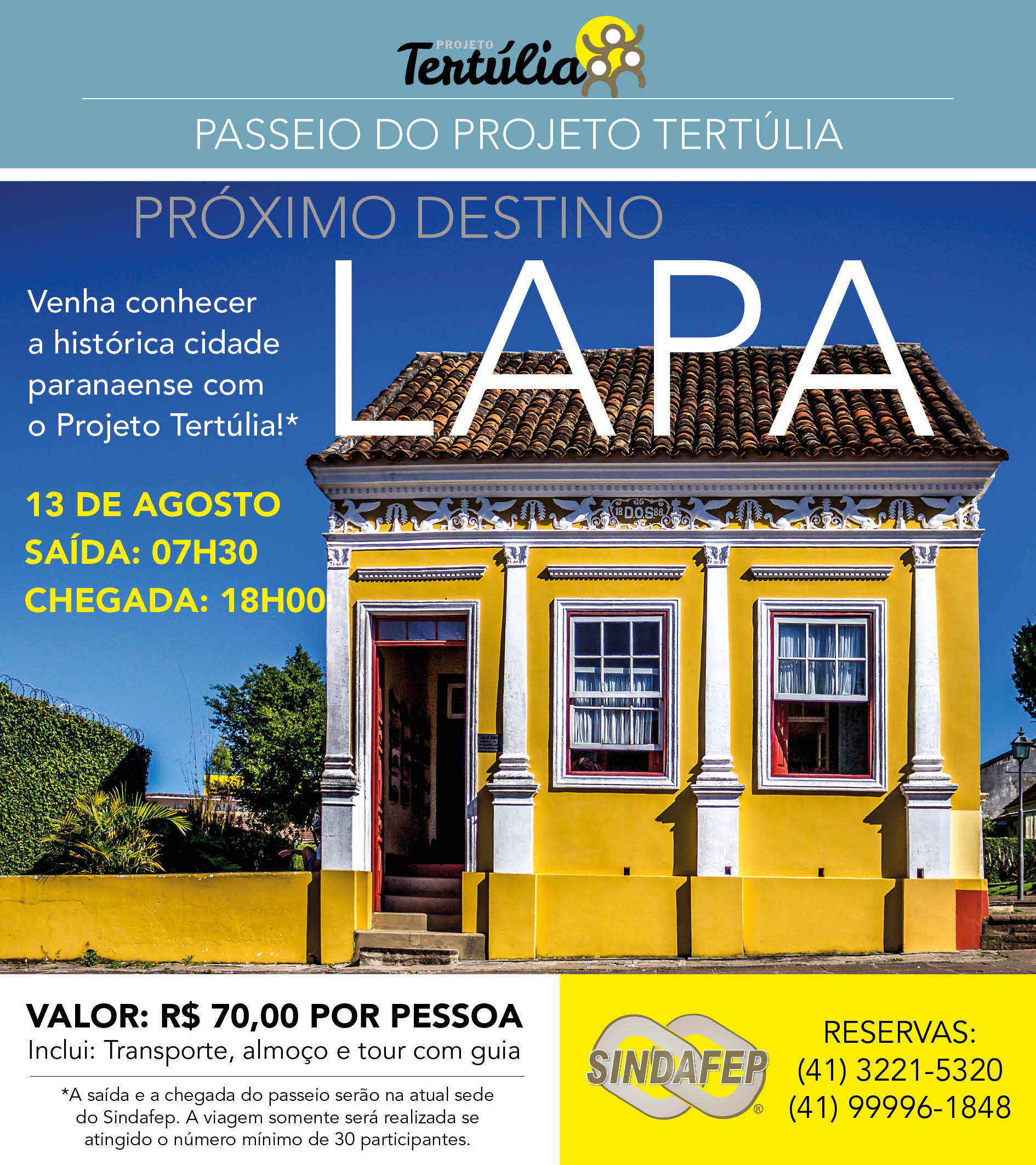 Projeto Tertúlia promove passeio à Lapa, inscrições até 5 de agosto!