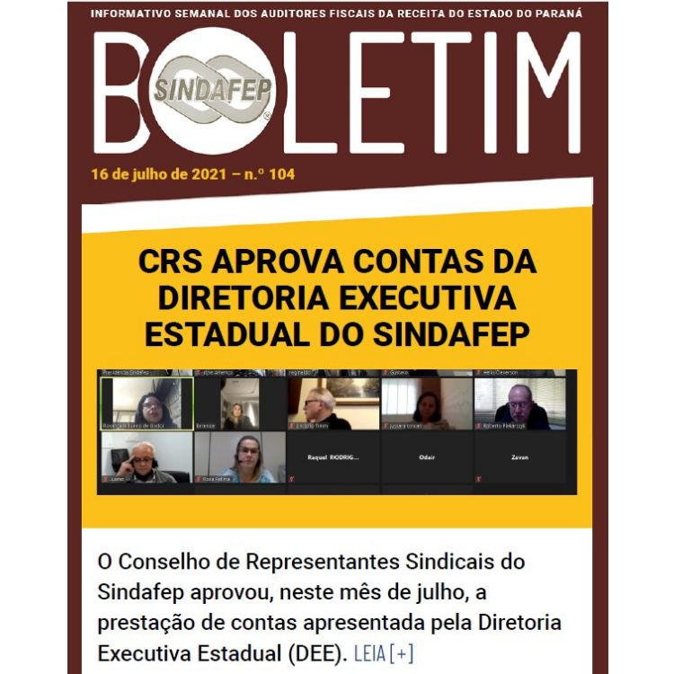 Boletim Informativo - Edição n° 104 - 16/07/2021