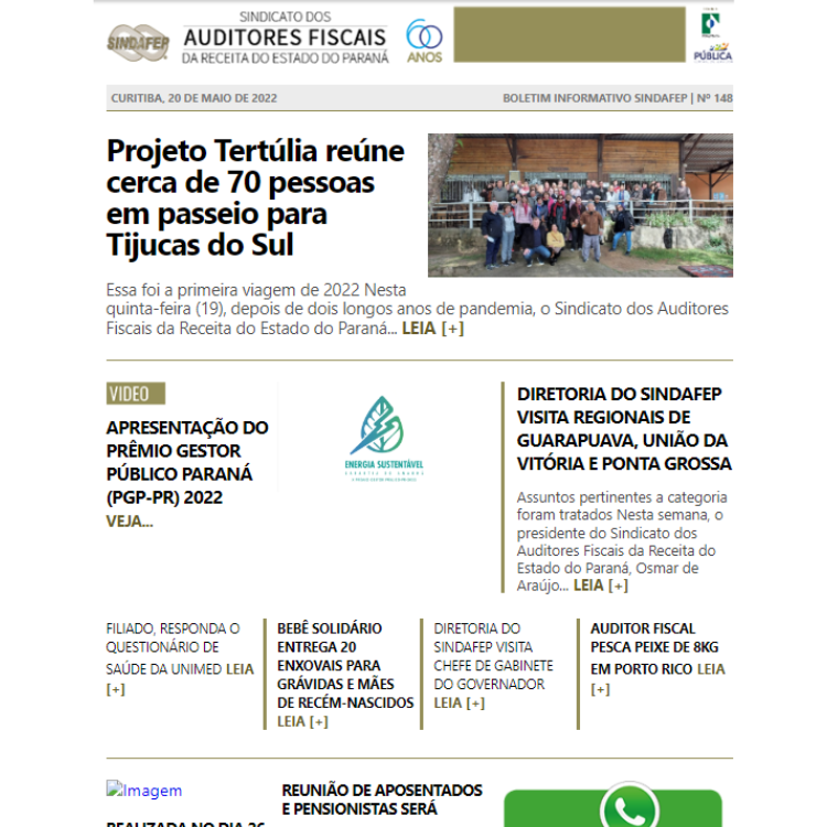 Boletim Informativo - Edição n° 148 - 20/05/2022  