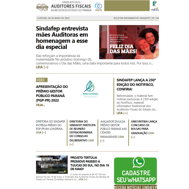 Boletim Informativo - Edição n° 146 - 06/05/2022  