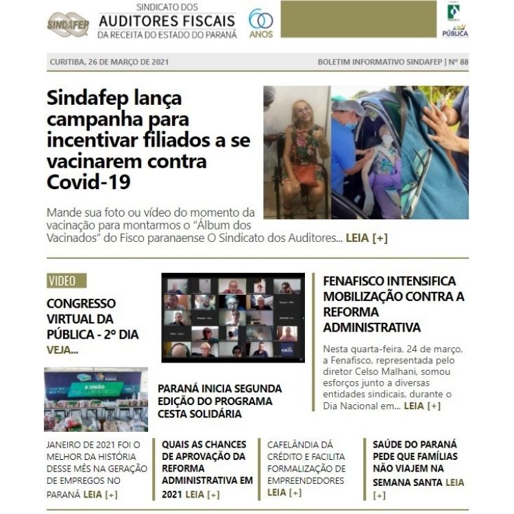 Boletim Informativo - Edição n° 88 - 26/03/2021