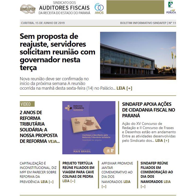 Boletim Informativo - Edição n° 11 - 15/06/2019  	