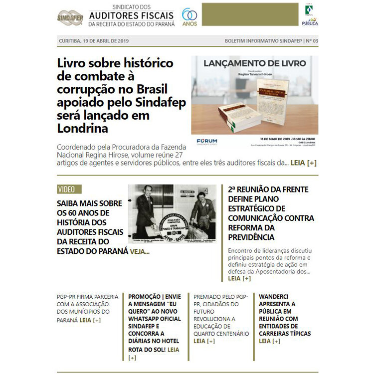 Boletim Informativo - Edição n° 03 - 19/04/2019  	