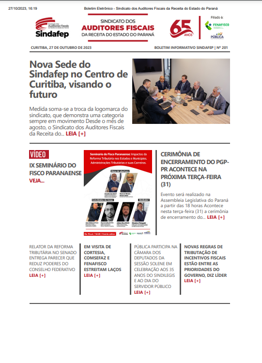 Boletim Informativo - Edição nº 201 - 27/10/2023