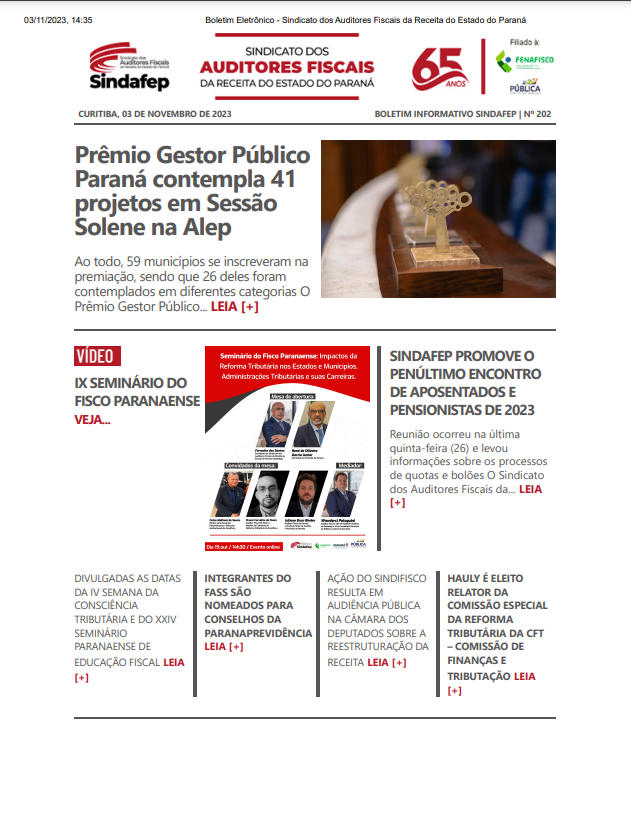 Boletim Informativo - Edição nº 202 - 03/11/2023 	