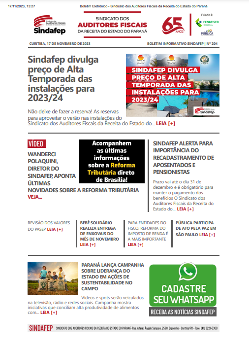 Boletim Informativo - Edição nº 204 - 17/11/2023  	