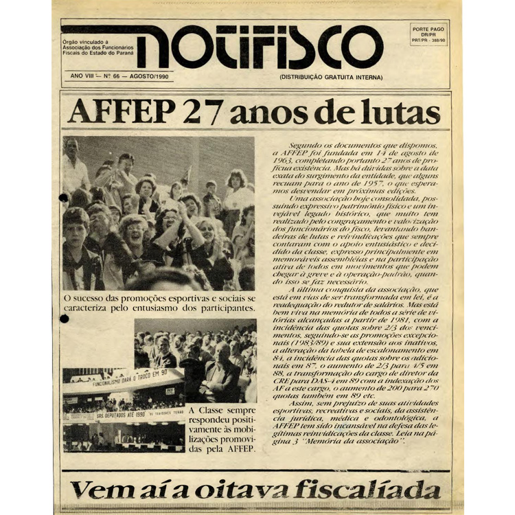 Notifisco - Edição n° 66 - Agosto/1990