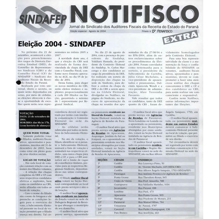 Notifisco - Edição Especial - Agosto/2004
