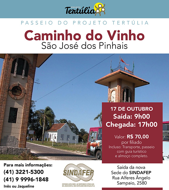 Passeio do Projeto Tertúlia ao Caminho do Vinho em São José dos Pinhais 