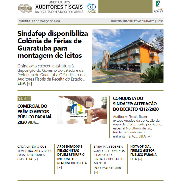 Boletim Informativo - Edição n° 38 - 27/03/2020  	