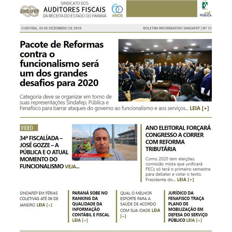 Boletim Informativo - Edição n° 31 - 30/12/2019  	