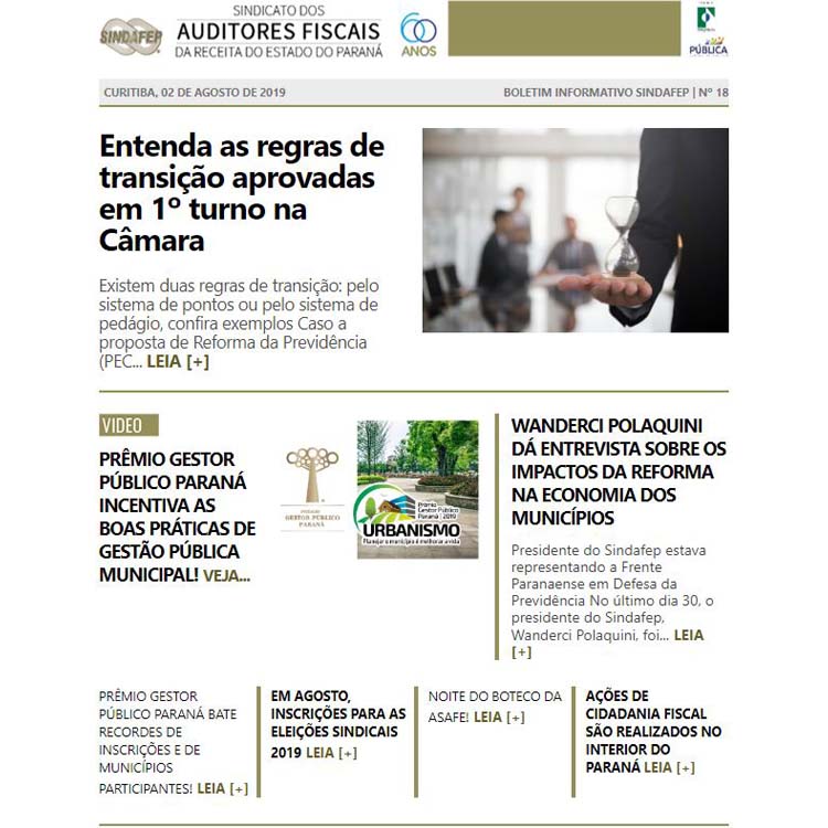 Boletim Informativo - Edição n° 18 - 02/08/2019