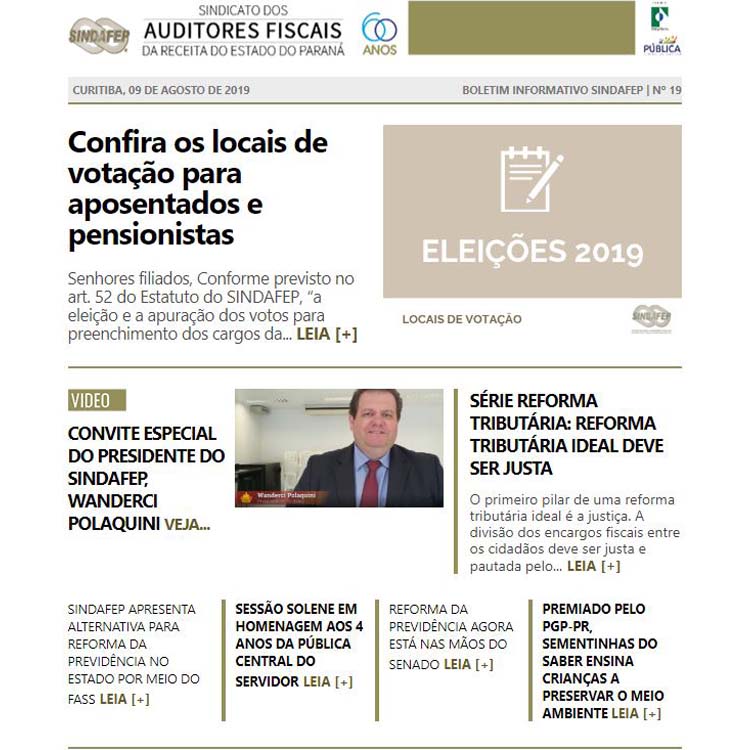 Boletim Informativo - Edição n° 19 - 09/08/2019
