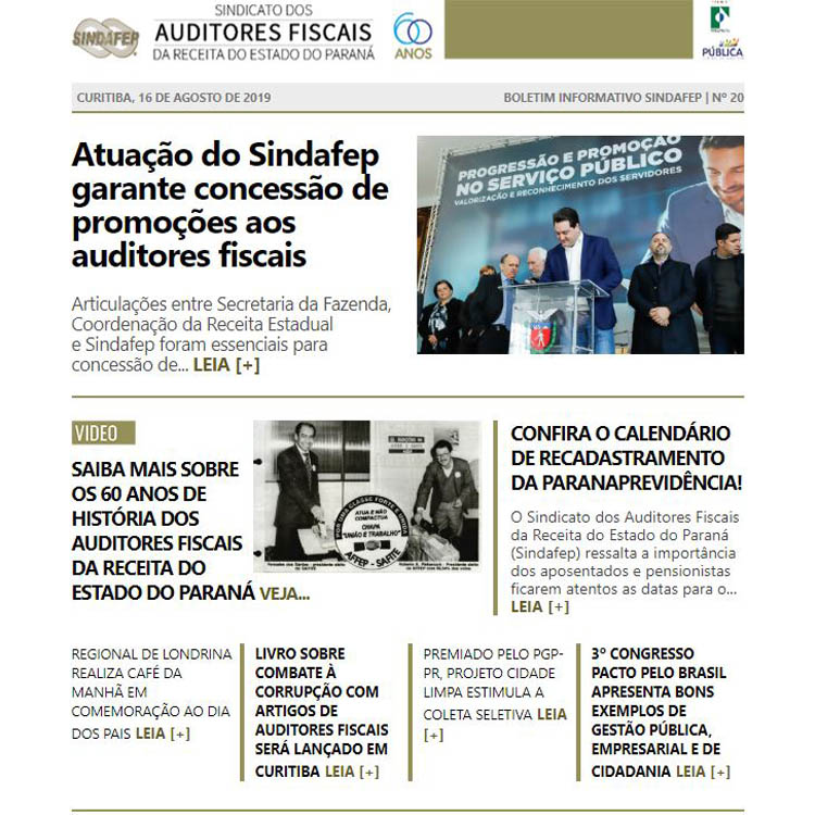 Boletim Informativo - Edição n° 20 - 16/08/2019