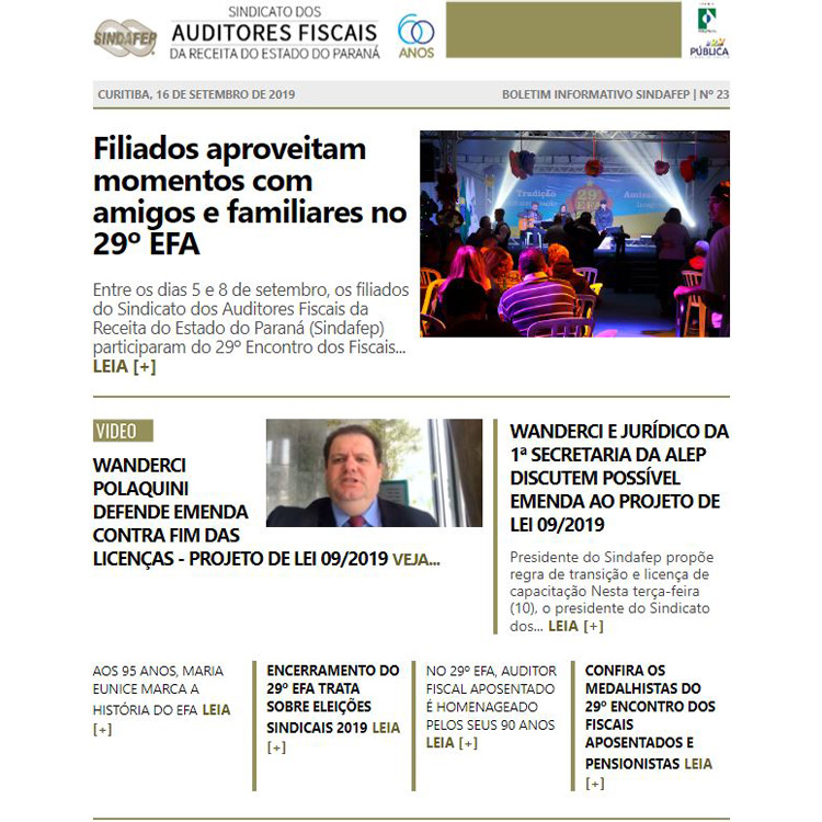 Boletim Informativo - Edição n° 23 - 16/09/2019
