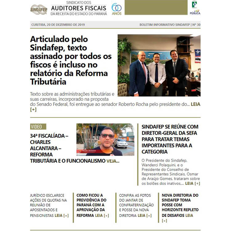 Boletim Informativo - Edição n° 30 - 20/12/2019  	