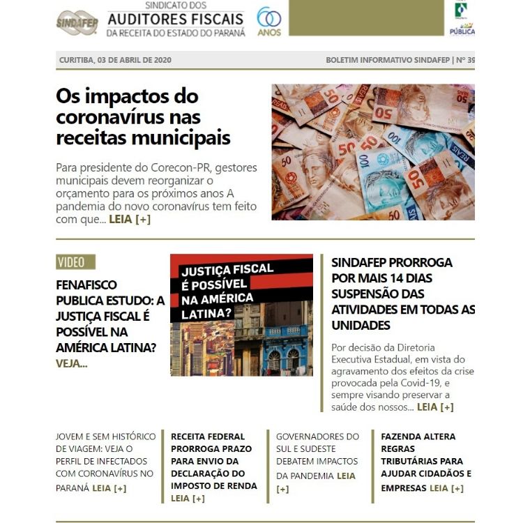 Boletim Informativo - Edição n° 39 - 03/04/2020  	