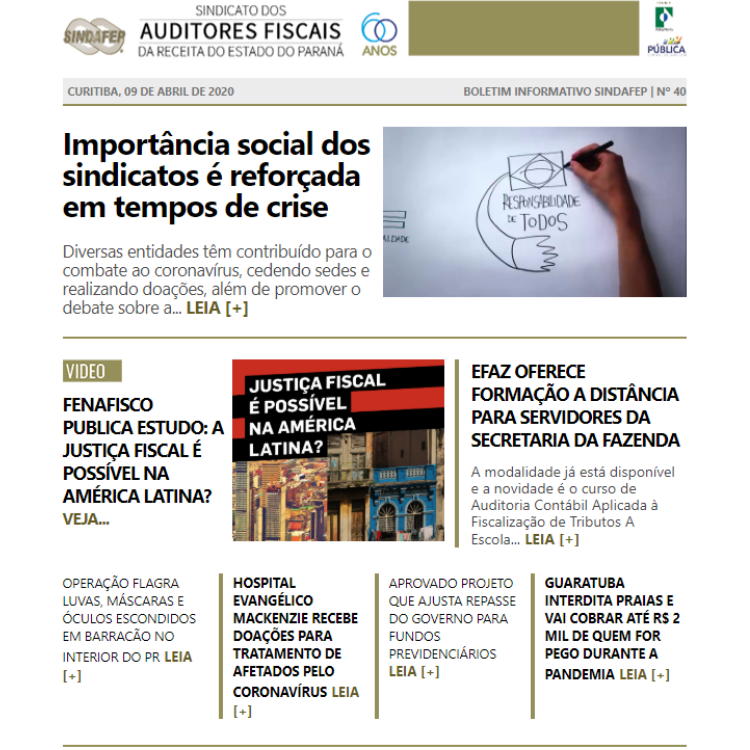Boletim Informativo - Edição n° 40 - 09/04/2020 